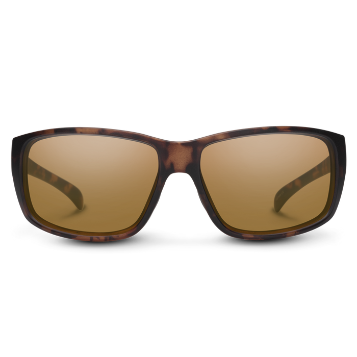 Suncloud Milestone polarized sunglasses in matte tortoise frame with brown lenses.