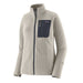 Light gray fleece jacket with a navy pocket on a white background