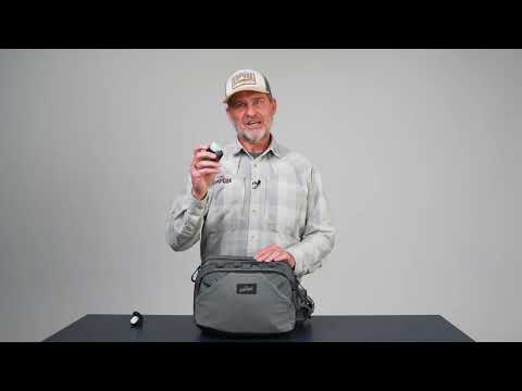 Product overview video demonstrating how to snap the Umpqua Link DryDock Floatant Holder onto a fishing pack.