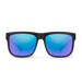 Suncloud Quiver polarized sunglasses in matte black frame with blue mirror lenses.