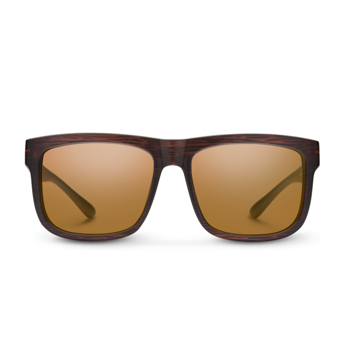 Suncloud Quiver polarized sunglasses in matte burnished brown frame with brown lenses.
