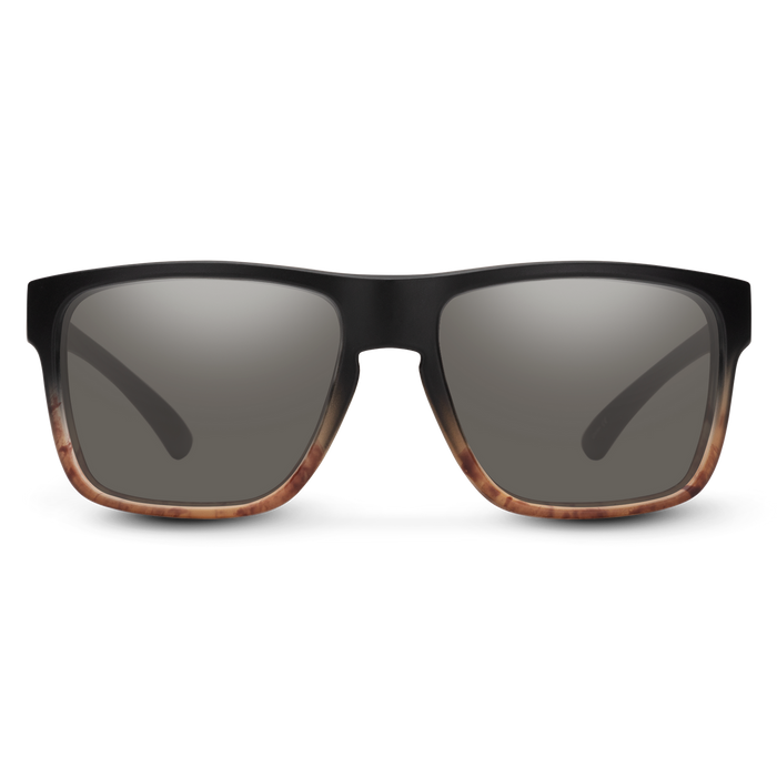 Suncloud Rambler polarized sunglasses in black tortoise fade frame with gray lenses.