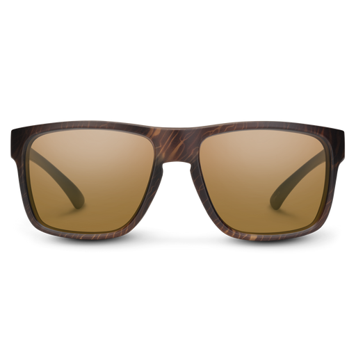 Suncloud Rambler polarized sunglasses in blackened tortoise frame with brown lenses.