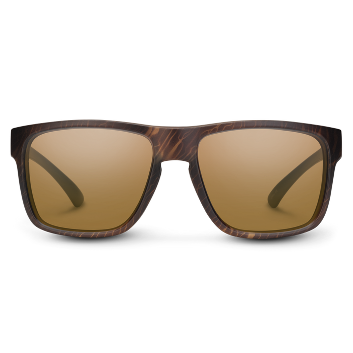 Suncloud Rambler polarized sunglasses in blackened tortoise frame with brown lenses.