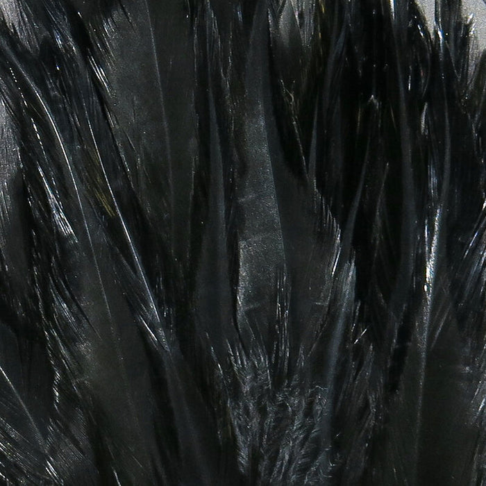 Hareline Strung Chinese Saddle Hackle 5-7 inch feathers in classic Black built for palmering down the hook shank of classic Woolly Buggers