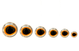 Fulling Mill Epoxy Baitfish Eyes in reflective silver showing different sizes