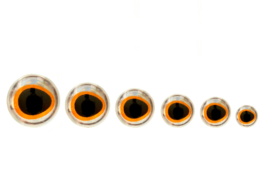 Fulling Mill Epoxy Baitfish Eyes in reflective silver showing different sizes