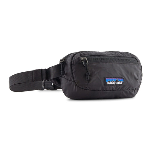 Black waist bag with Patagonia logo on a white background