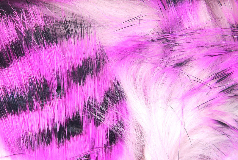 Hot Pink Black Over White Hareline Magnum Tiger Barred Strip showing the dense rabbit fur texture designed for high water displacement