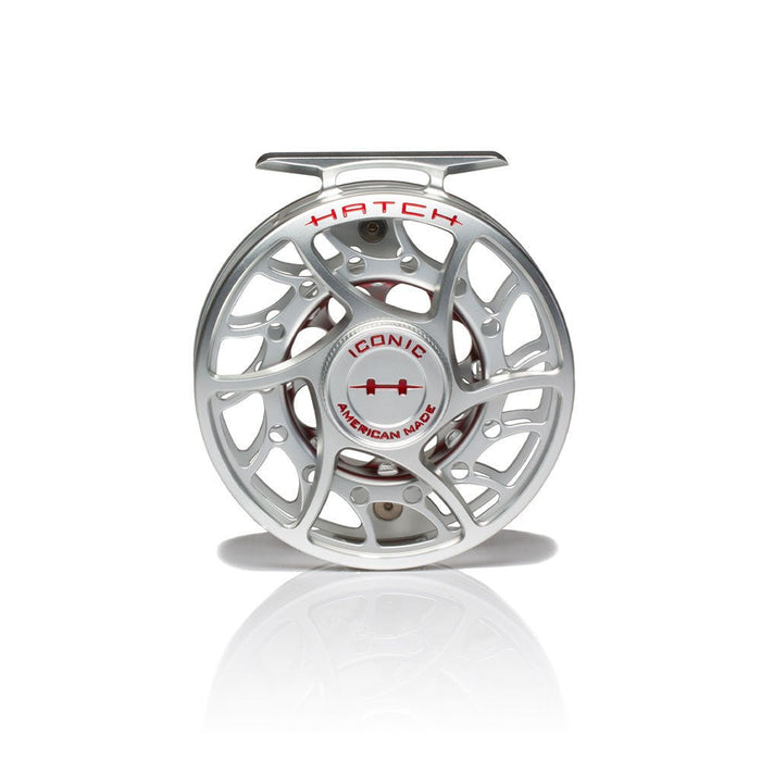 Hatch Iconic 5 Plus Mid Arbor Fly Reel - Clear/Red