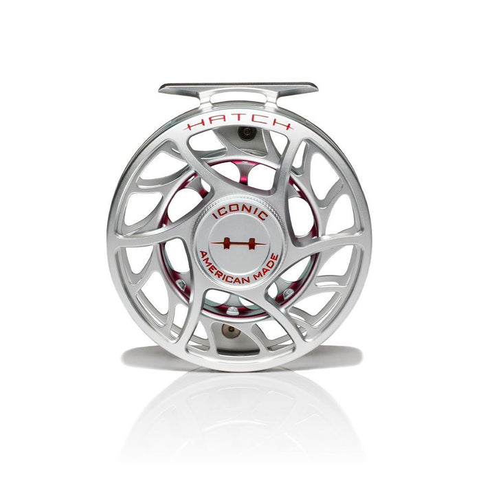 Hatch Iconic 7 Plus Large Arbor Fly Reel - Clear/Red