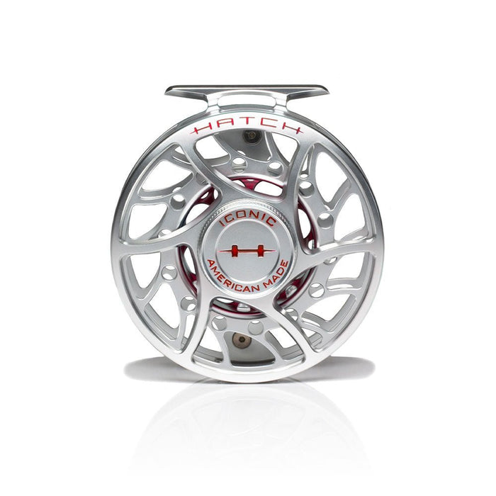Hatch Iconic 7 Plus Mid Arbor Fly Reel - Clear/Red
