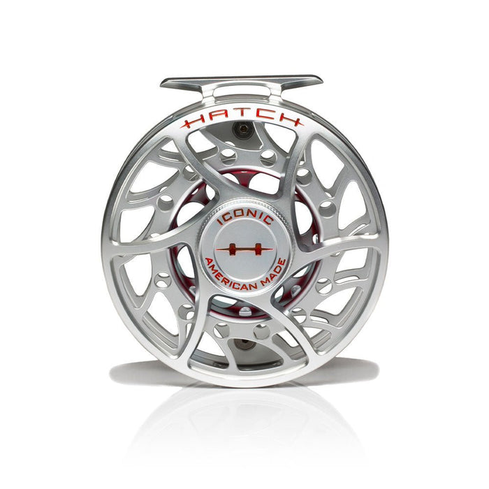 Hatch Iconic 9 Plus Mid Arbor Fly Reel - Clear/Red